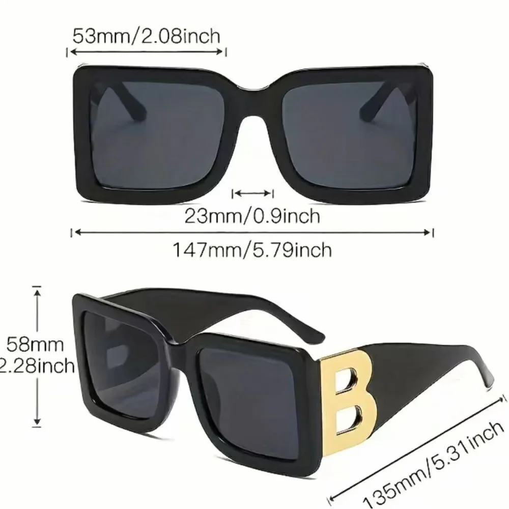 NWT Oversized heavy plastic frame, sunglasses metallic B Decor UV protec…